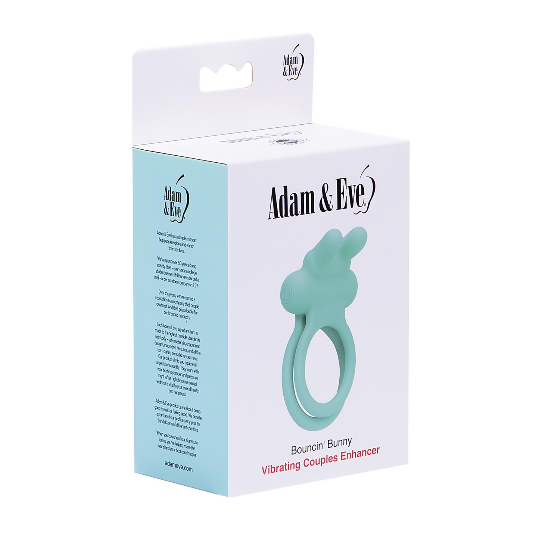 Adam & Eve Bouncin' Bunny Vibrating Couples Enhancer - Packaging - Aqua