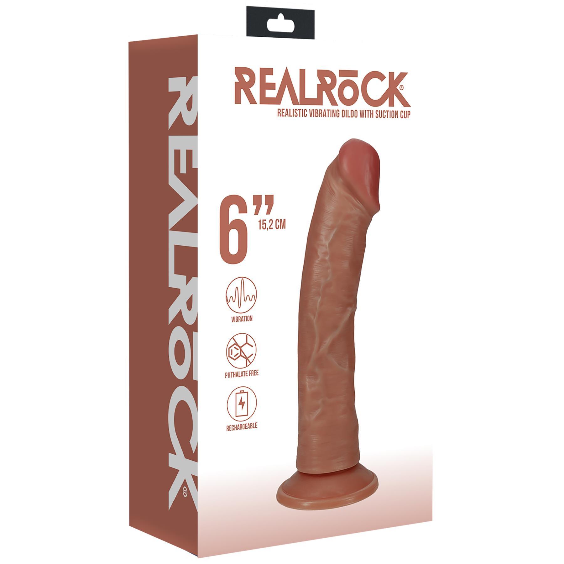 RealRock Curved 6 Inch Vibrating Dildo color brown view 5