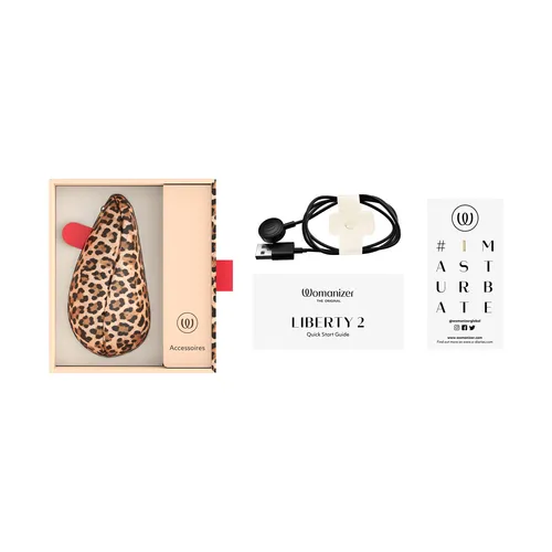 Womanizer Liberty 2 Pleasure Air Clitoral Stimulator color leopard all components