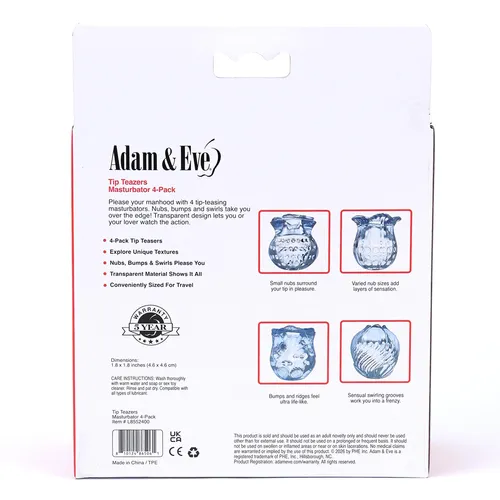 m & Eve Tip Teazers Masturbator 4-Pack - Packaging Shot - Back